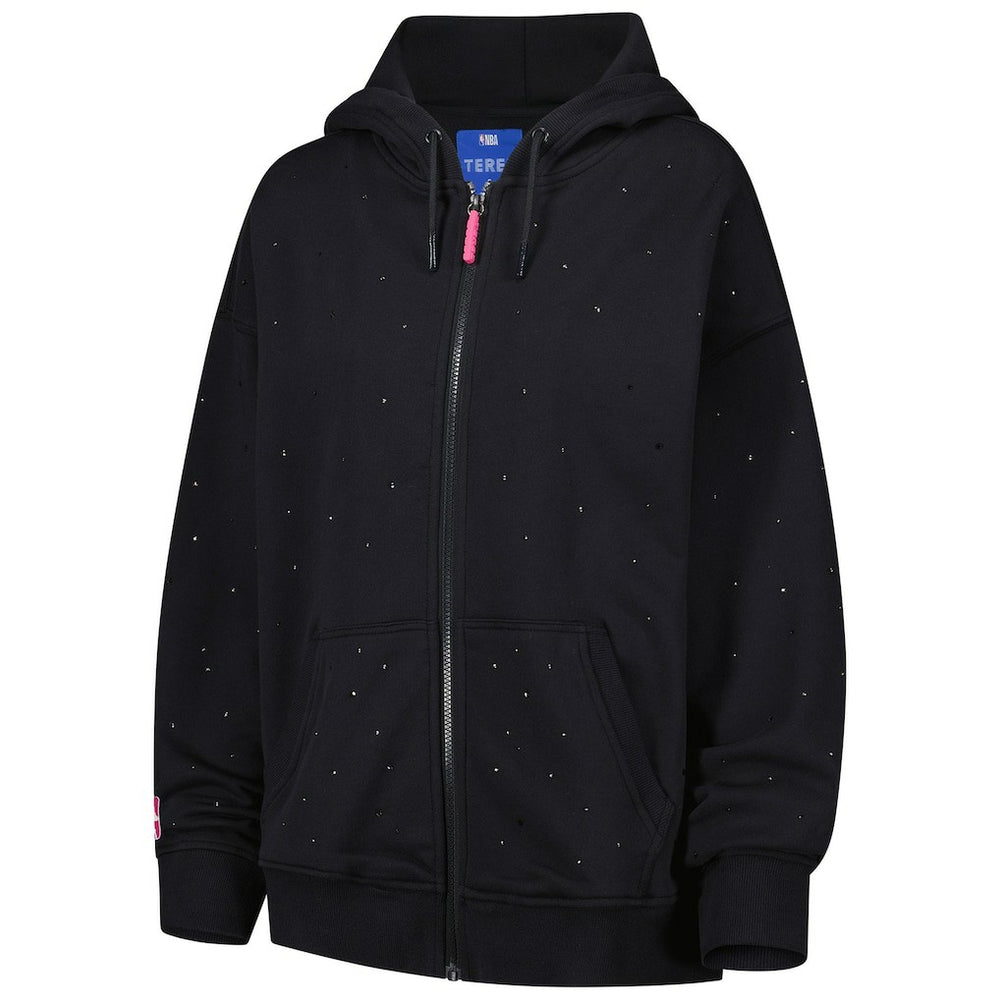 Golden State Warriors Terez Women's Oversized Allover Gemstone Full-Zip Hoodie Black - NBA