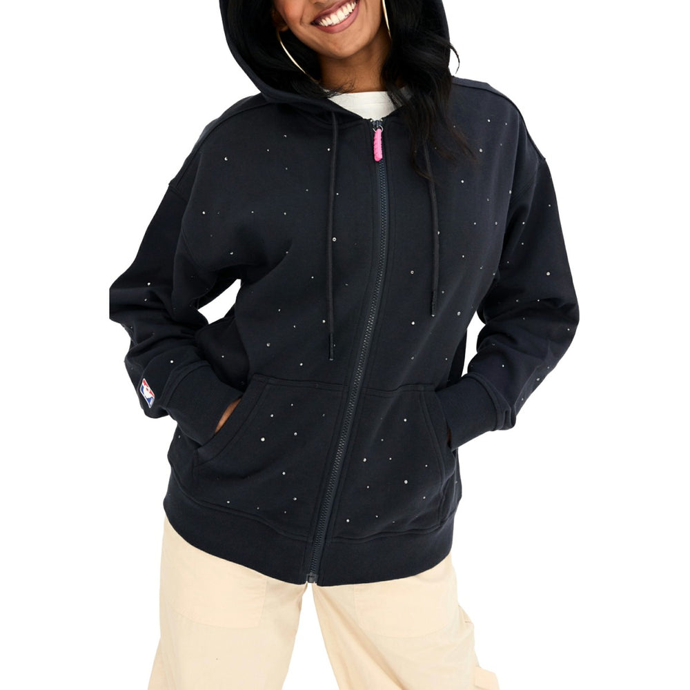 Los Angeles Lakers Terez Women's Oversized Allover Gemstone Full-Zip Hoodie Black - NBA