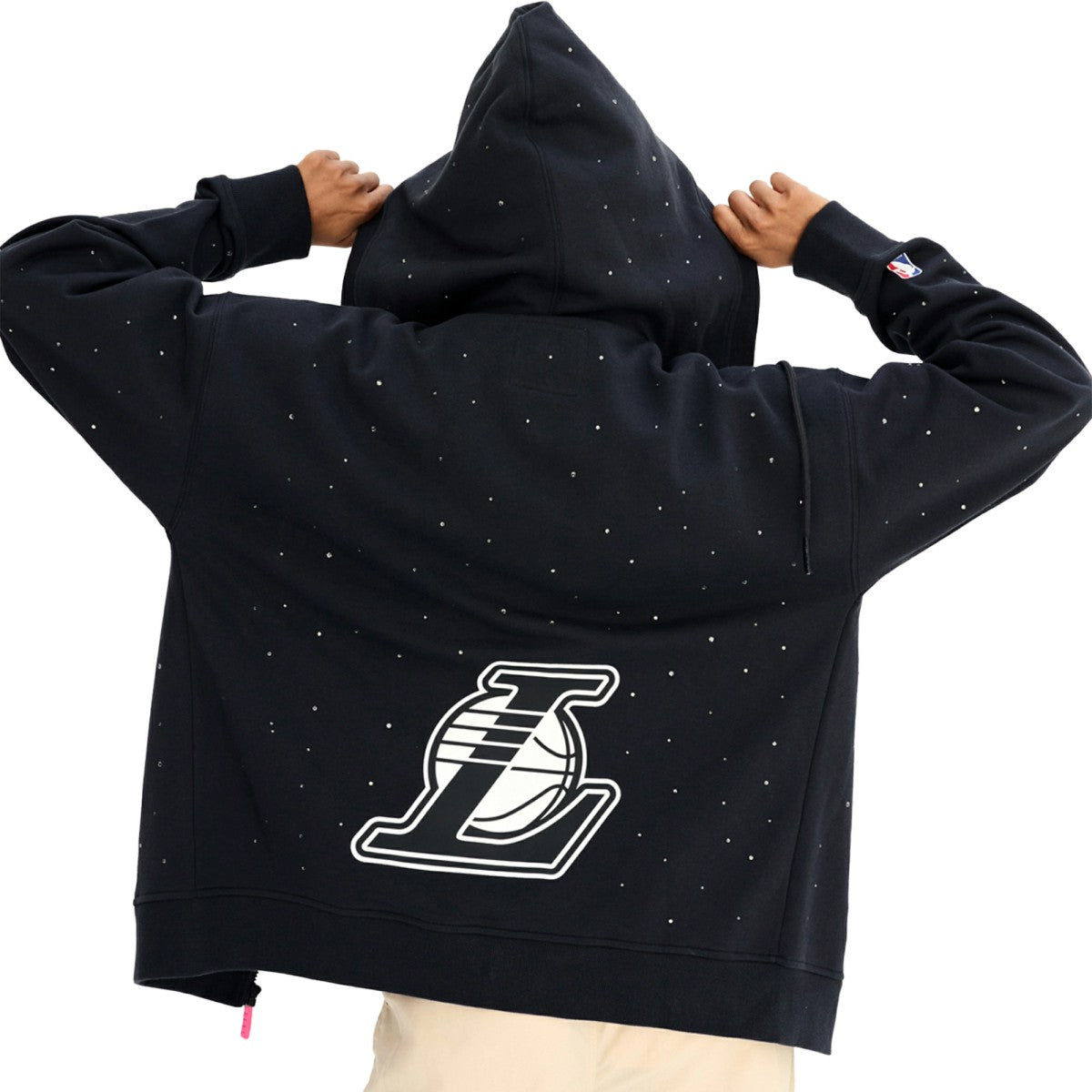 Los Angeles Lakers Terez Women's Oversized Allover Gemstone Full-Zip Hoodie Black - NBA