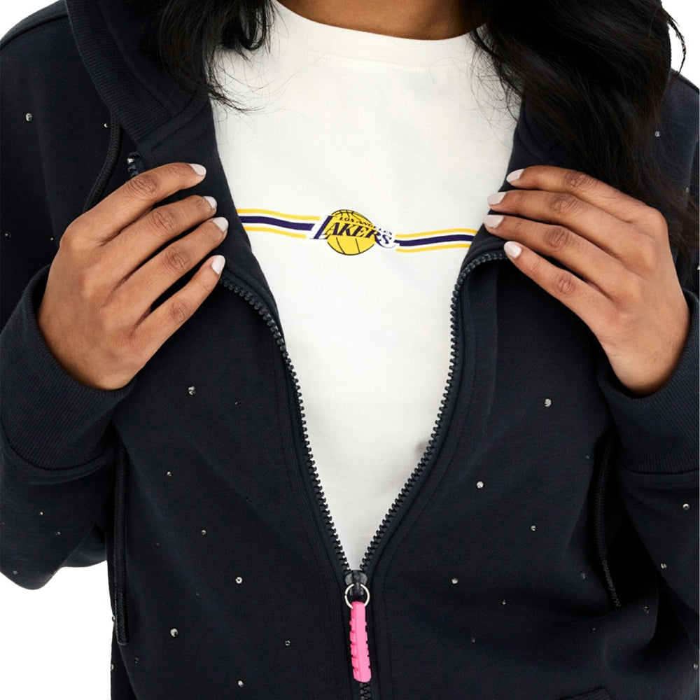 Los Angeles Lakers Terez Women's Oversized Allover Gemstone Full-Zip Hoodie Black - NBA