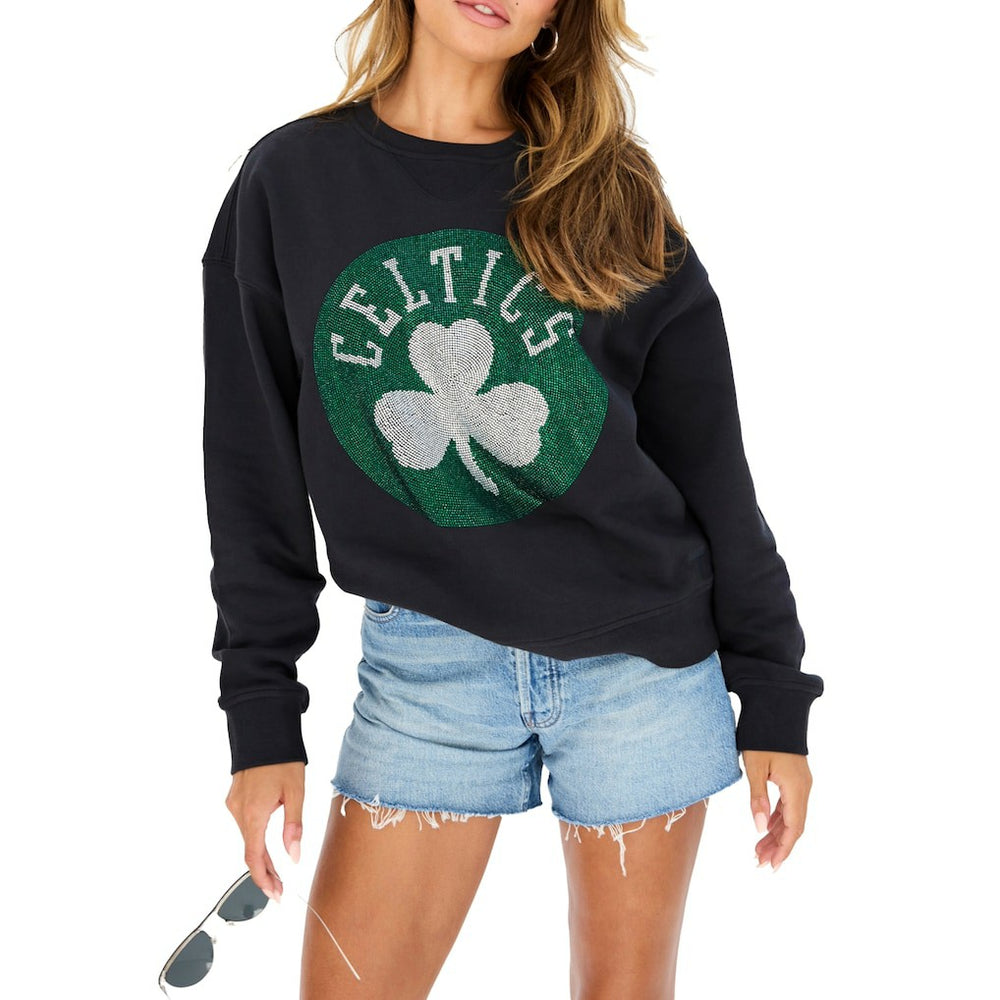 Boston Celtics Terez Women's Gemstone Logo Pullover Sweatshirt Black - NBA