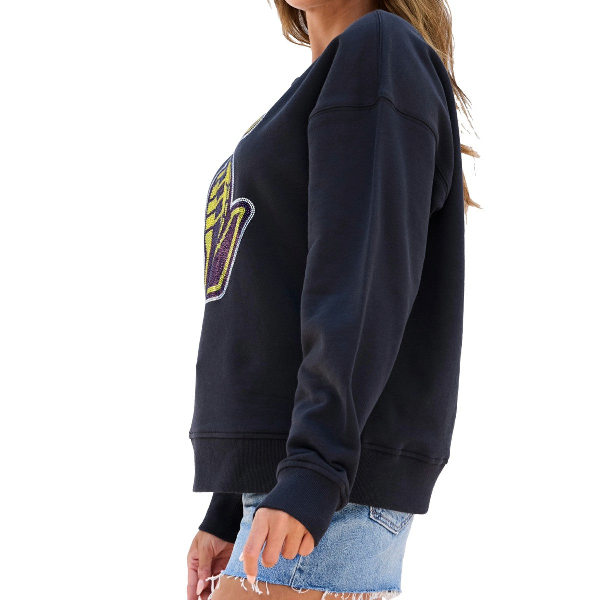 Los Angeles Lakers Terez Women's Gemstone Logo Pullover Sweatshirt Black - NBA