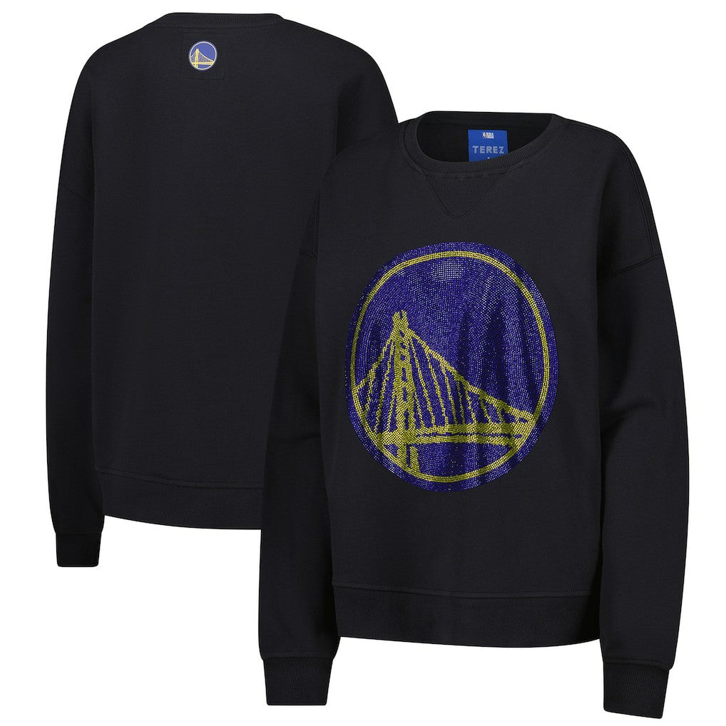Golden State Warriors Terez Women's Gemstone Logo Pullover Sweatshirt Black - NBA