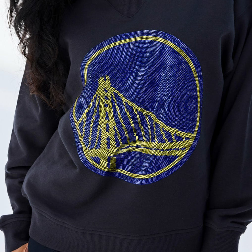 Golden State Warriors Terez Women's Gemstone Logo Pullover Sweatshirt Black - NBA