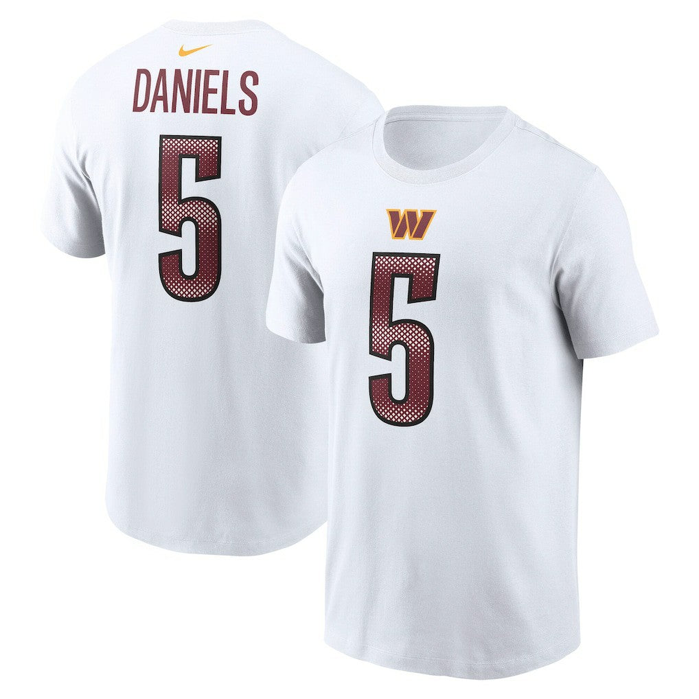Jayden Daniels Washington Commanders Name & Number T-Shirt White | Nike for Sale