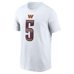 Jayden Daniels Washington Commanders Name & Number T-Shirt White | Nike for Sale