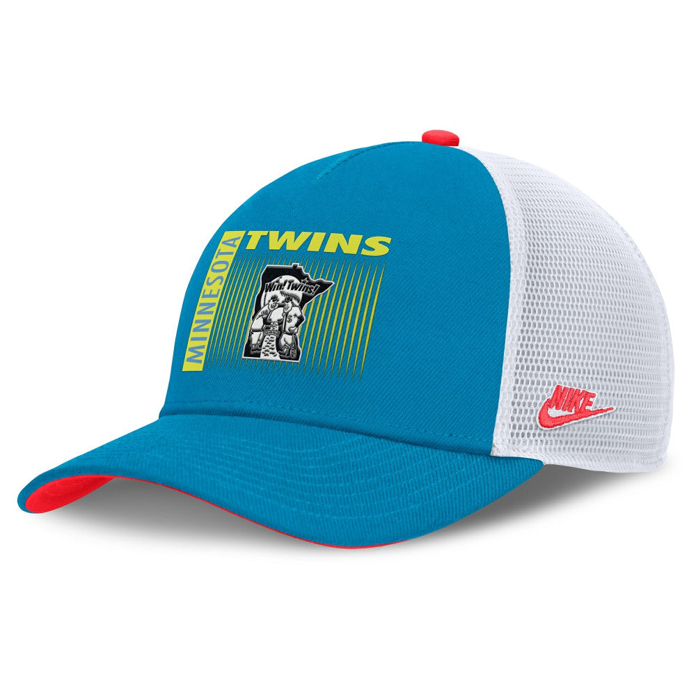 Minnesota Twins Nike Neon 90s Rise Structured Performance Adjustable Trucker Hat - MLB