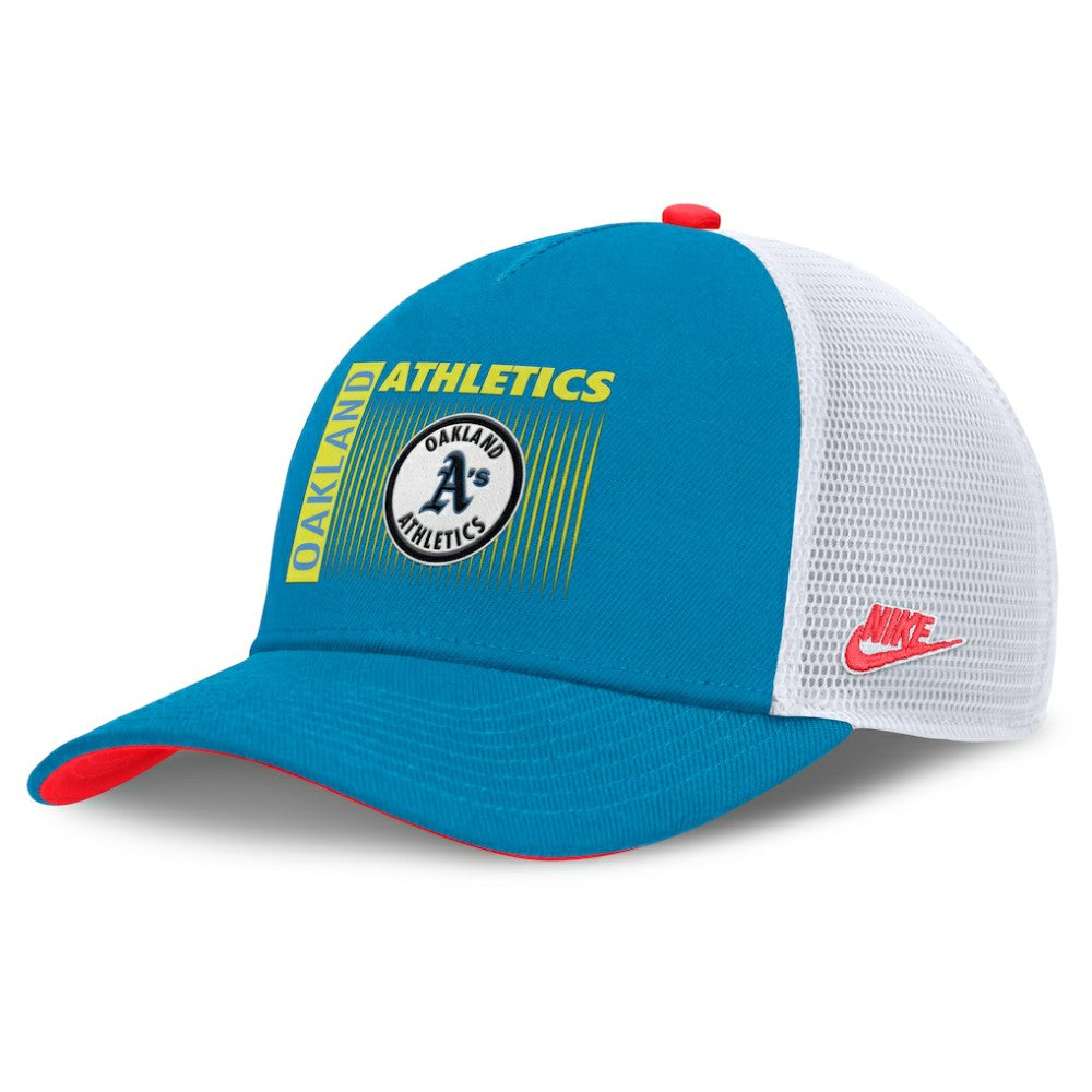 Athletics Nike Neon 90s Rise Structured Performance Adjustable Trucker Hat - MLB