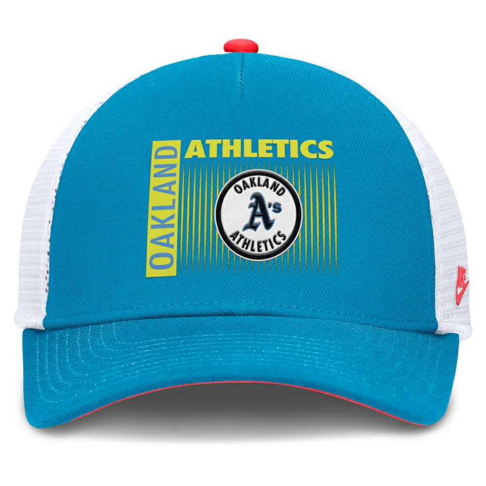 Athletics Nike Neon 90s Rise Structured Performance Adjustable Trucker Hat - MLB