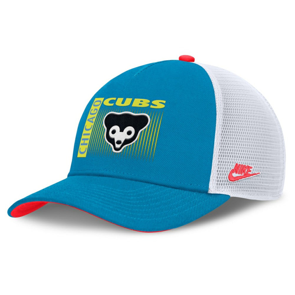 Chicago Cubs Nike Neon 90s Rise Structured Performance Adjustable Trucker Hat - MLB