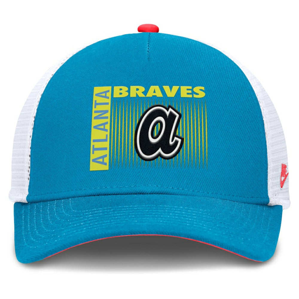 Atlanta Braves Nike Neon 90s Rise Structured Performance Adjustable Trucker Hat - MLB