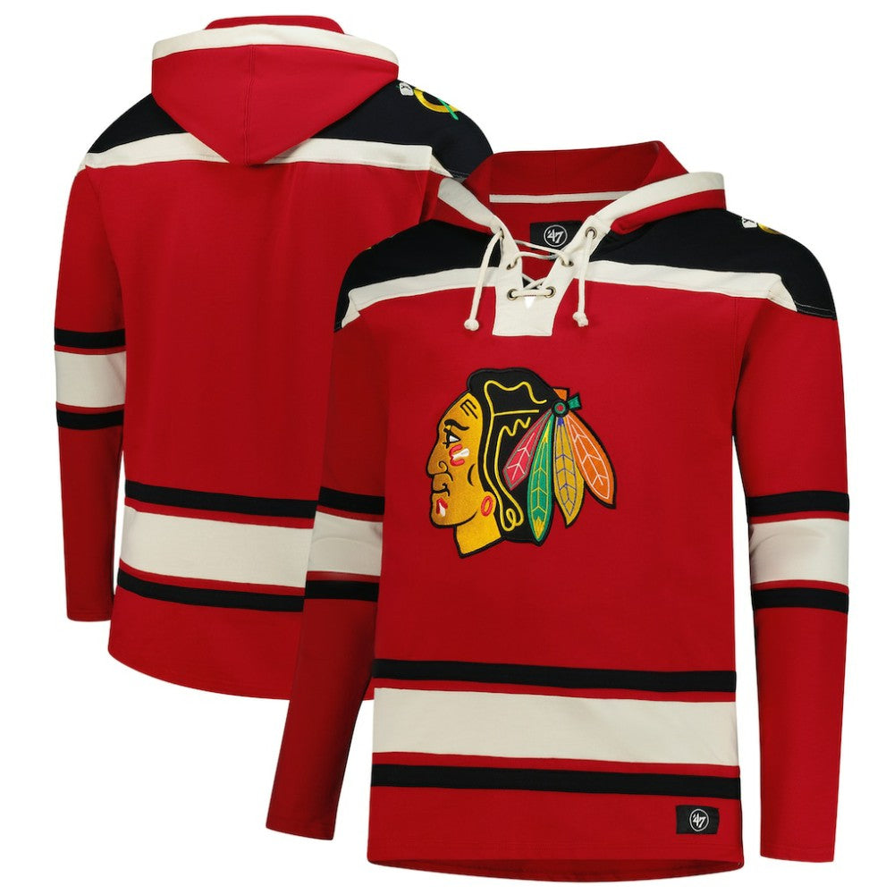 Chicago Blackhawks '47 Big & Tall Superior Lacer Fleece Pullover Hoodie - Red - NHL