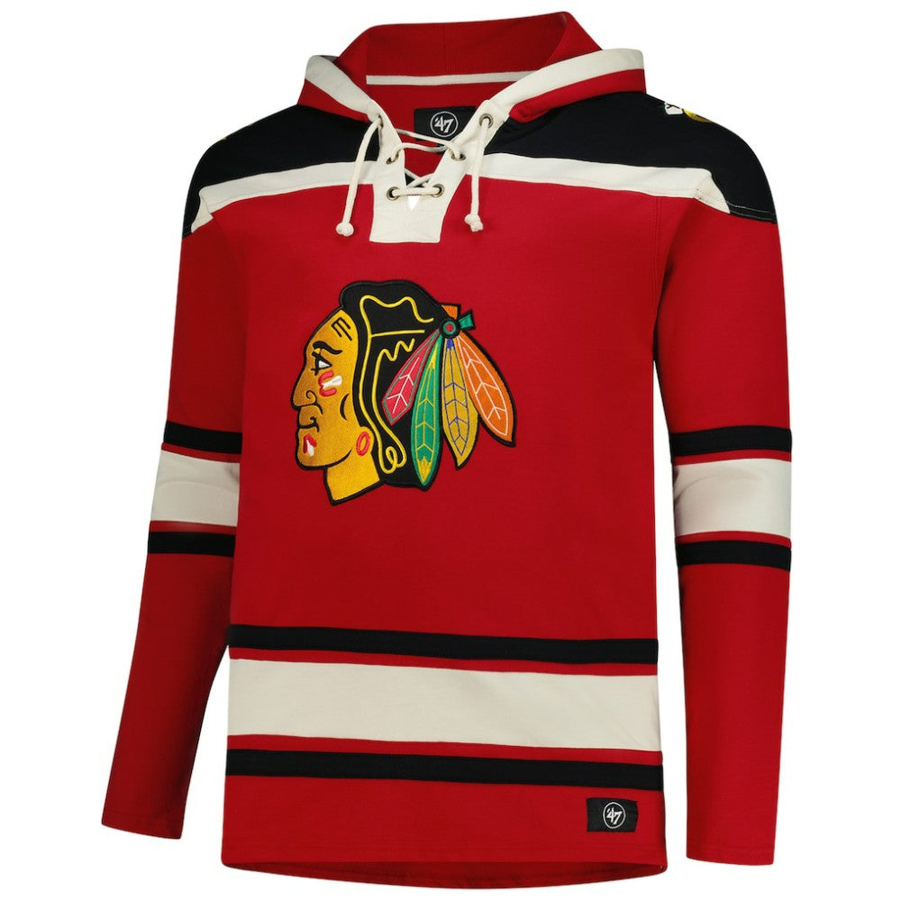 Chicago Blackhawks '47 Big & Tall Superior Lacer Fleece Pullover Hoodie - Red - NHL