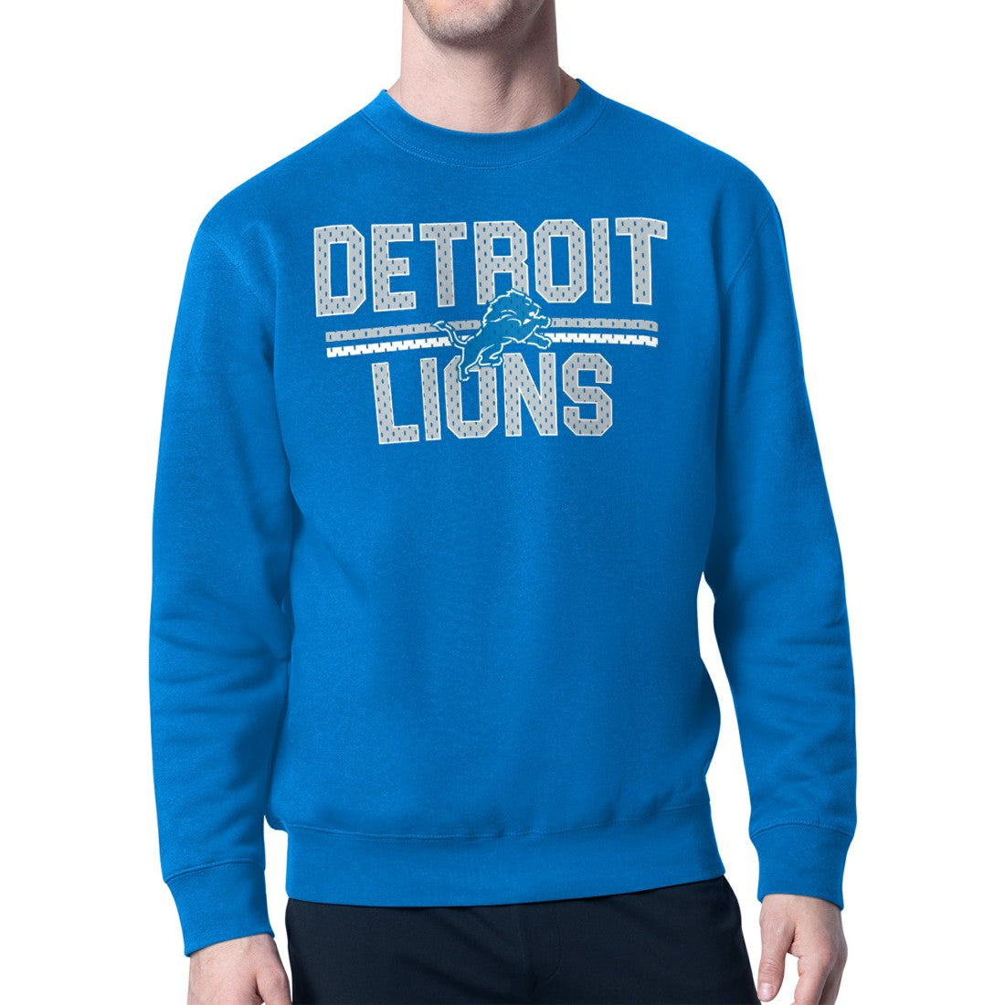 Detroit Lions Starter Mesh Look Retro Team Logo Pullover Sweatshirt  Blue | NFL
