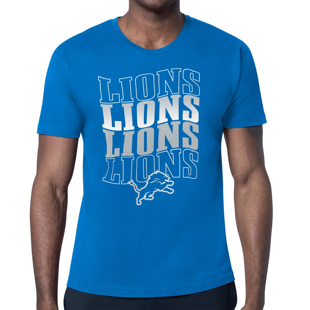 Detroit Lions Starter Four Team Name Retro Logo T-Shirt Blue | NFL
