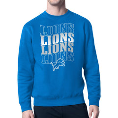 Detroit Lions Starter Four Team Name Logo Pullover Hoodie Blue | NFL