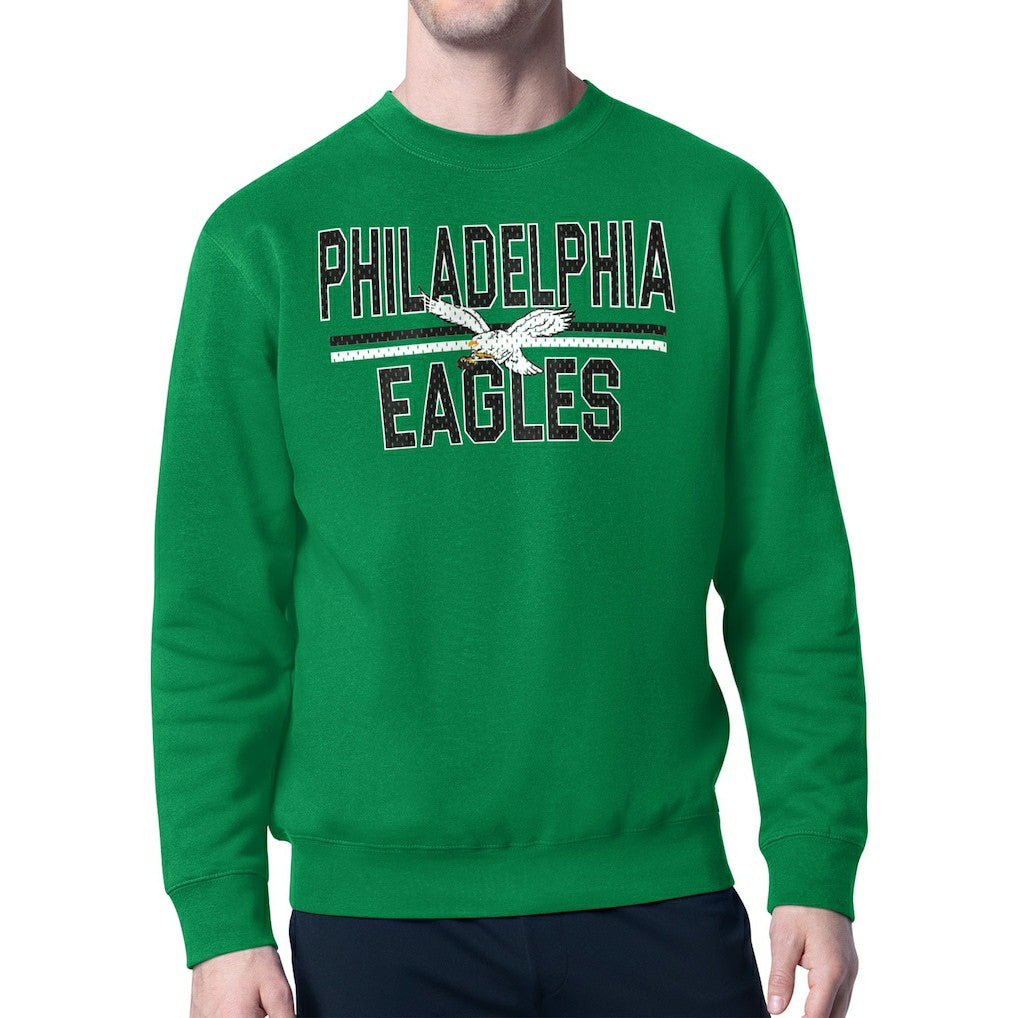 Philadelphia Eagles Starter Mesh Look Retro Logo Pullover Sweatshirt Kelly Green | NFL