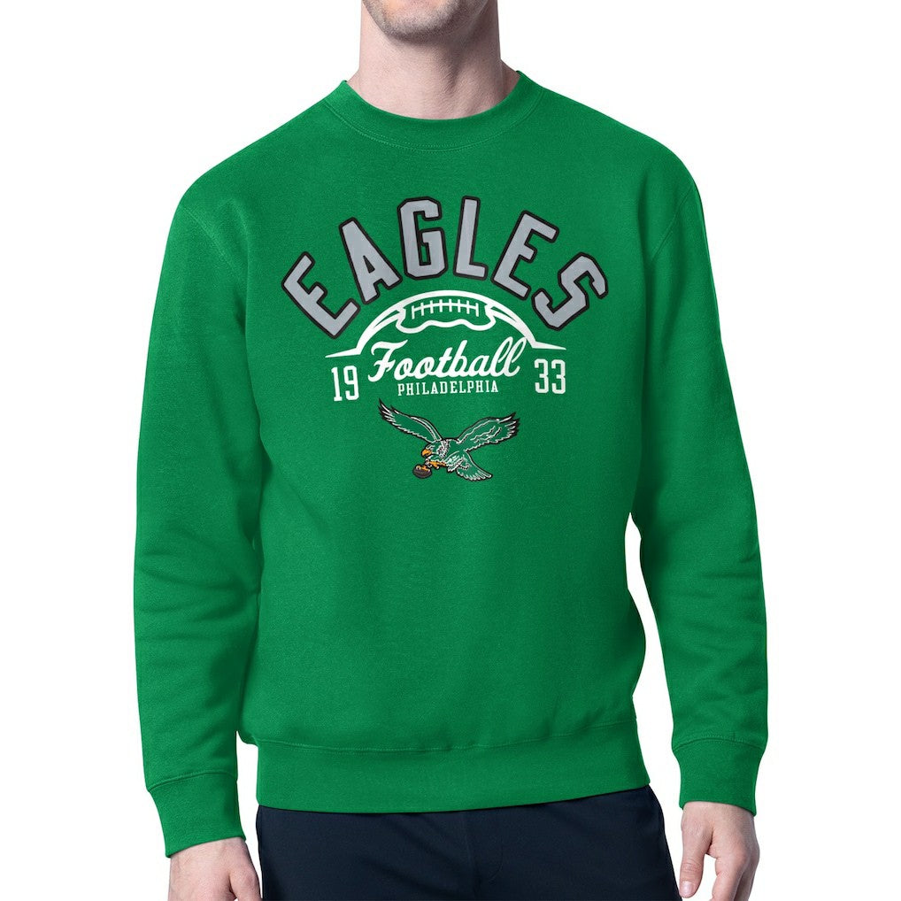 Philadelphia Eagles Starter Team Retro Logo Fleece Tri-Blend Pullover Sweatshirt Kelly Green | NFL