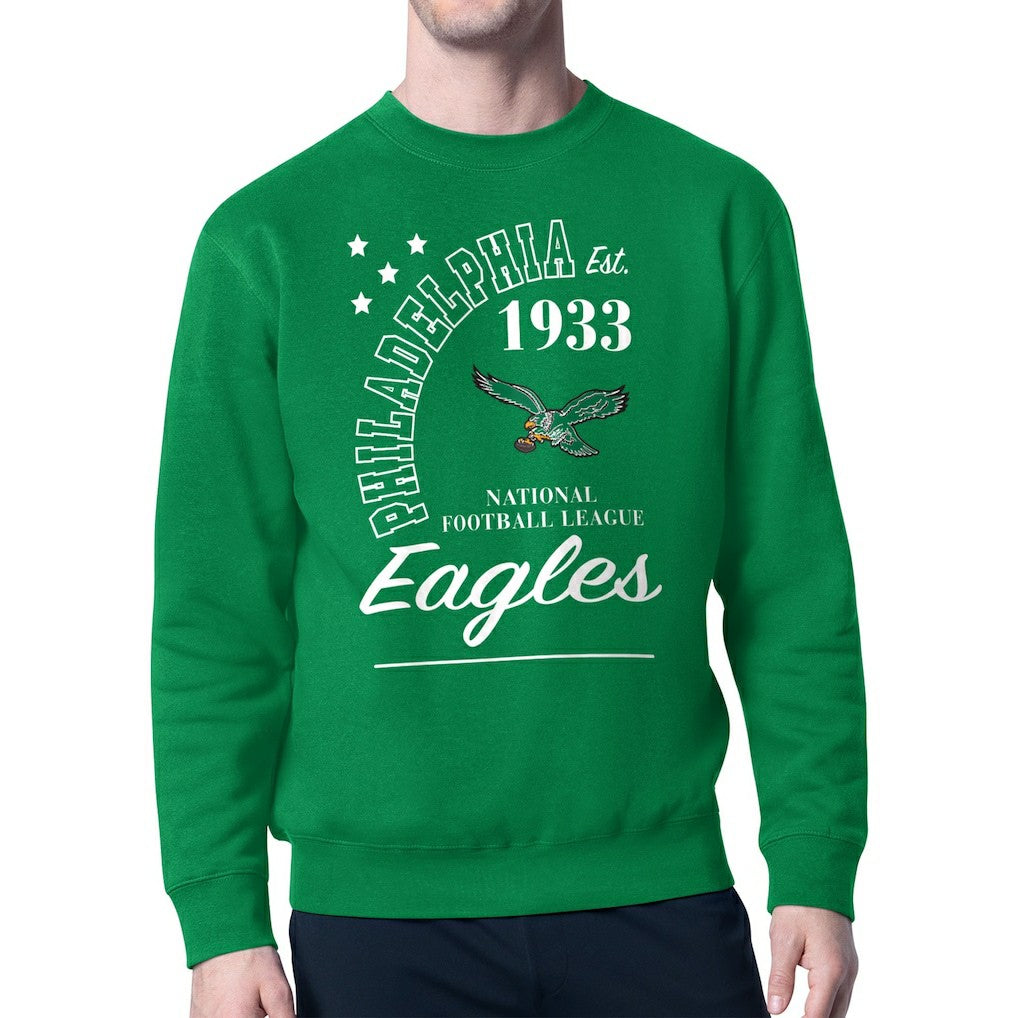 Philadelphia Eagles Starter Team Retro Logo Fleece Tri-Blend Pullover Sweatshirt Kelly Green | NFL