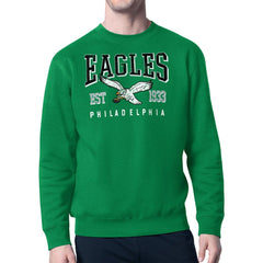Philadelphia Eagles Starter Team Retro Logo Fleece Tri-Blend Pullover Sweatshirt Kelly Green | NFL