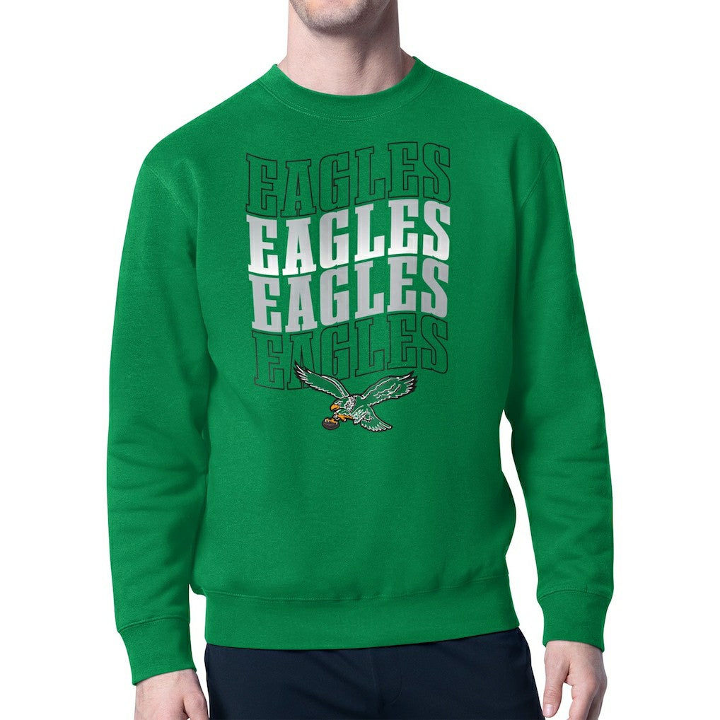 Philadelphia Eagles Starter Team Retro Logo Fleece Tri-Blend Pullover Sweatshirt Kelly Green | NFL
