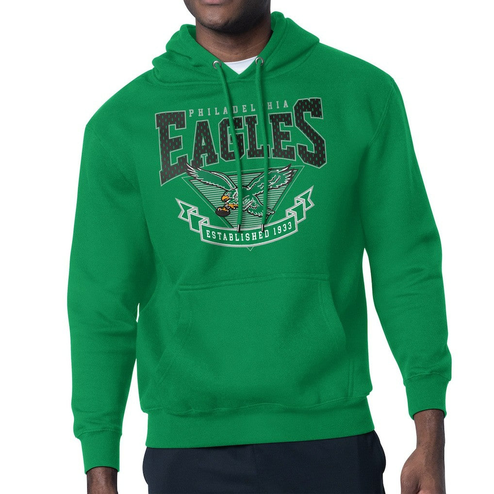 Philadelphia Eagles Starter Team Retro Logo Fleece Tri-Blend Pullover Hoodie Kelly Green | NFL