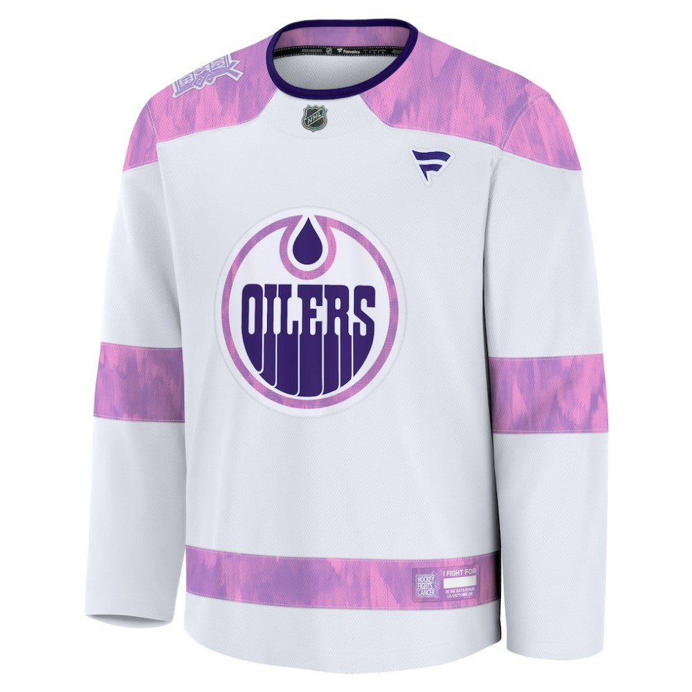 Edmonton Oilers Fanatics 2024 Hockey Fights Cancer Practice Jersey - White - NHL