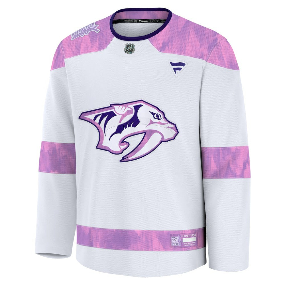 Nashville Predators Fanatics 2024 Hockey Fights Cancer Practice Jersey - White - NHL