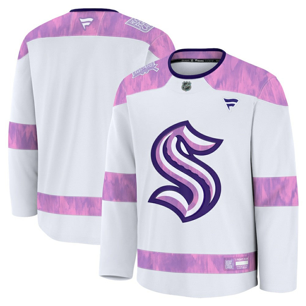 Seattle Kraken Fanatics 2024 Hockey Fights Cancer Practice Jersey - White - NHL