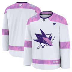 San Jose Sharks Fanatics 2024 Hockey Fights Cancer Practice Jersey - White - NHL