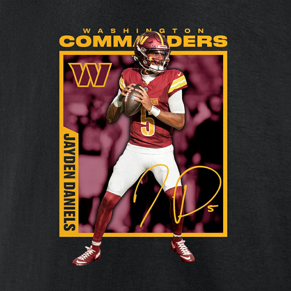 Jayden Daniels Washington Commanders Player Frame T-Shirt Black | NFL