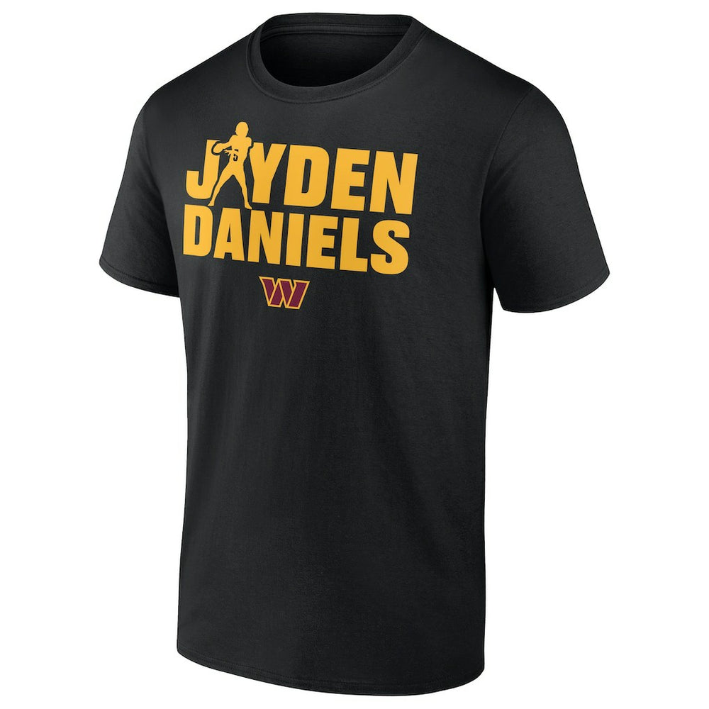 Jayden Daniels Washington Commanders Play Motion T-Shirt Black | NFL
