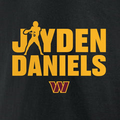 Jayden Daniels Washington Commanders Play Motion T-Shirt Black | NFL