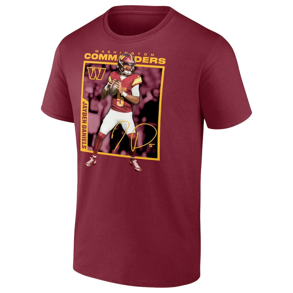 Jayden Daniels Washington Commanders Player Frame T-Shirt Burgundy | NFL