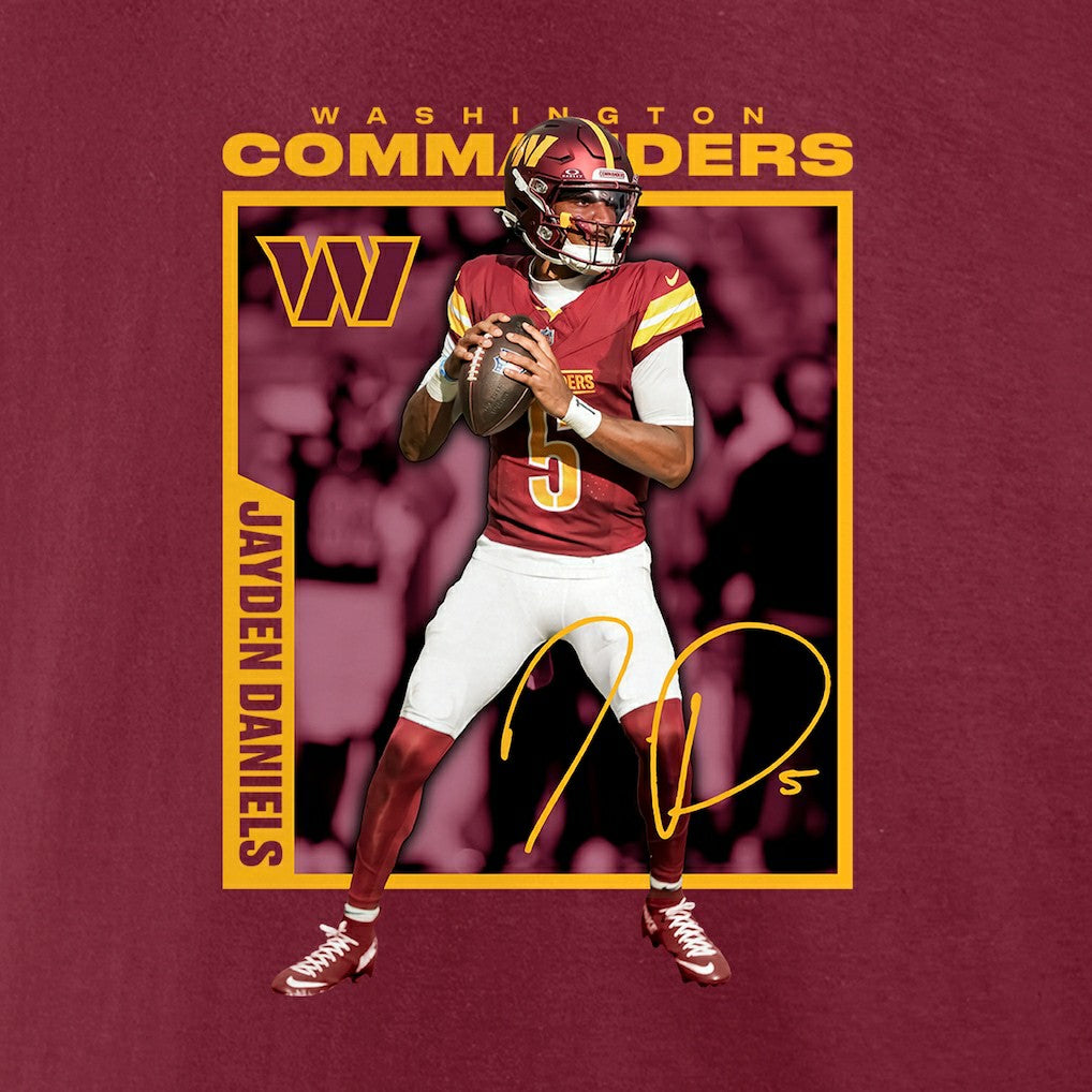 Jayden Daniels Washington Commanders Player Frame T-Shirt Burgundy | NFL