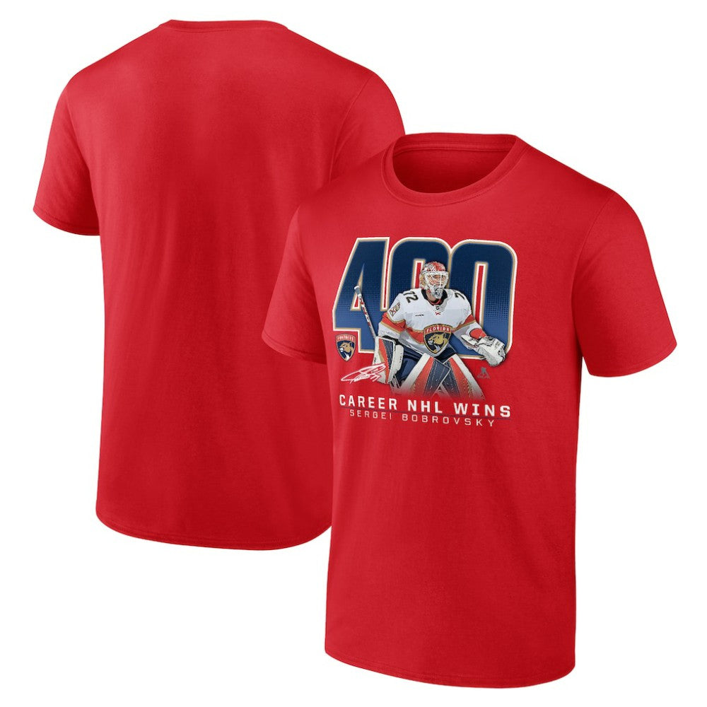 Sergei Bobrovsky Florida Panthers 400 Career Wins T-Shirt - Red - NHL