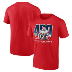 Sergei Bobrovsky Florida Panthers 400 Career Wins T-Shirt - Red - NHL