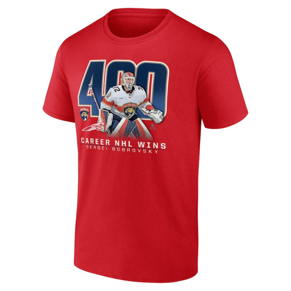 Sergei Bobrovsky Florida Panthers 400 Career Wins T-Shirt - Red - NHL