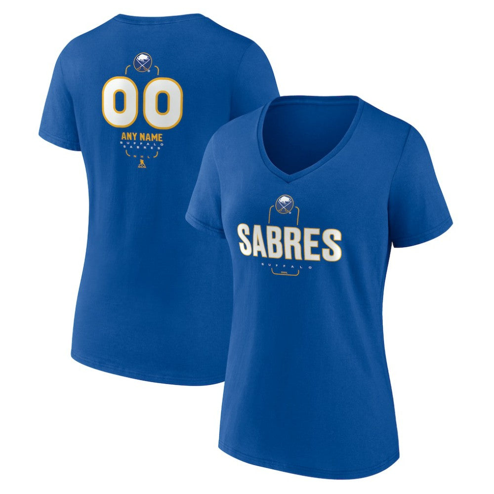 Buffalo Sabres Women's Personalized Name & Number Midfielder V-Neck T-Shirt - Royal - NHL