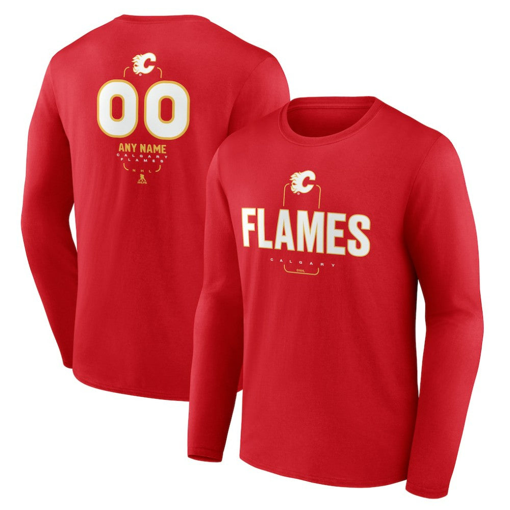 Calgary Flames Personalized Name & Number Midfielder Long Sleeve T-Shirt - Red - NHL