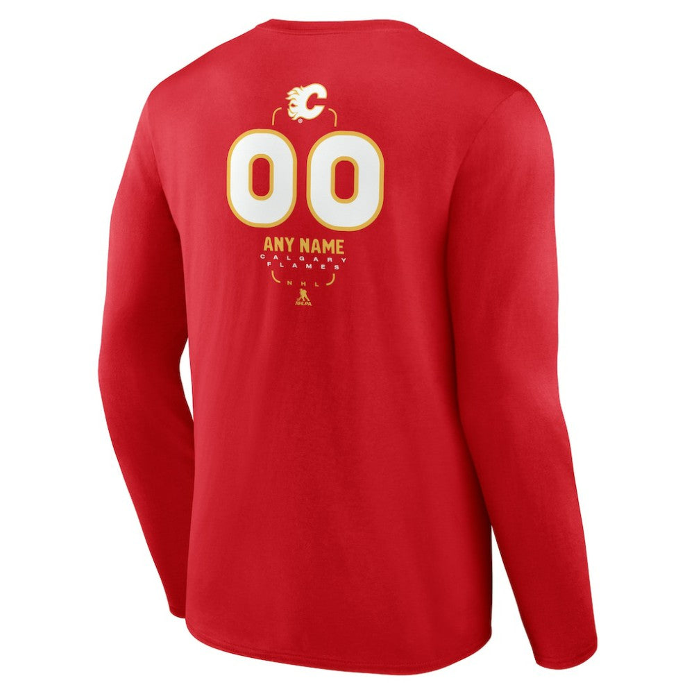 Calgary Flames Personalized Name & Number Midfielder Long Sleeve T-Shirt - Red - NHL