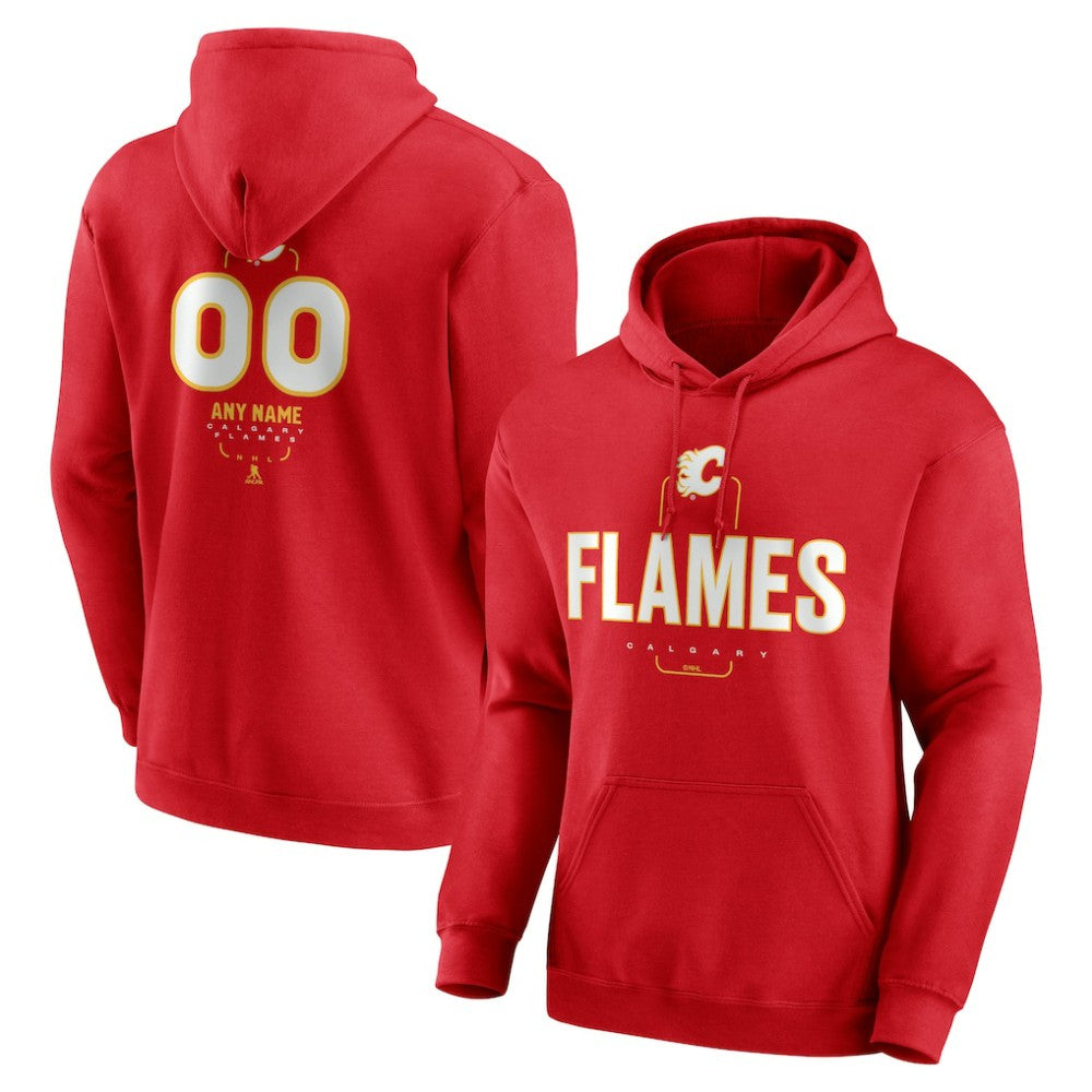 Calgary Flames Personalized Name & Number Midfielder Pullover Hoodie - Red - NHL