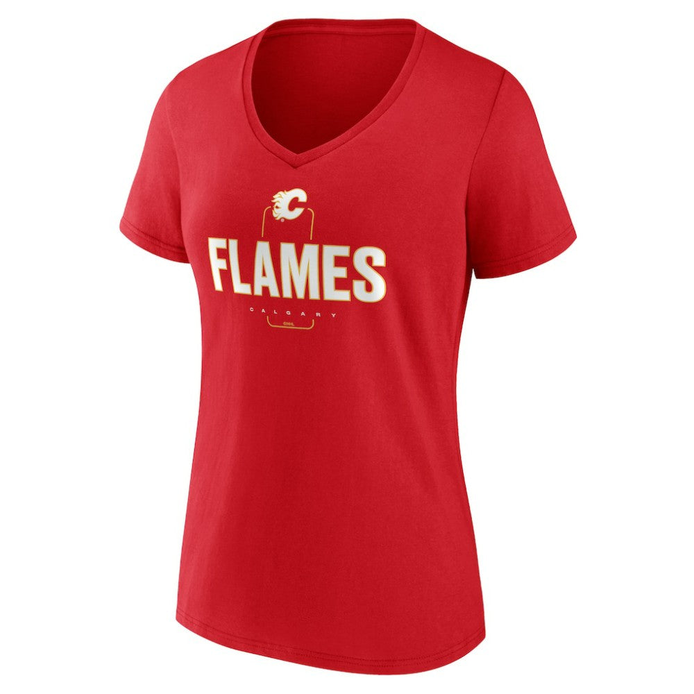 Calgary Flames Women's Personalized Name & Number Midfielder V-Neck T-Shirt - Red - NHL