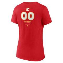 Calgary Flames Women's Personalized Name & Number Midfielder V-Neck T-Shirt - Red - NHL