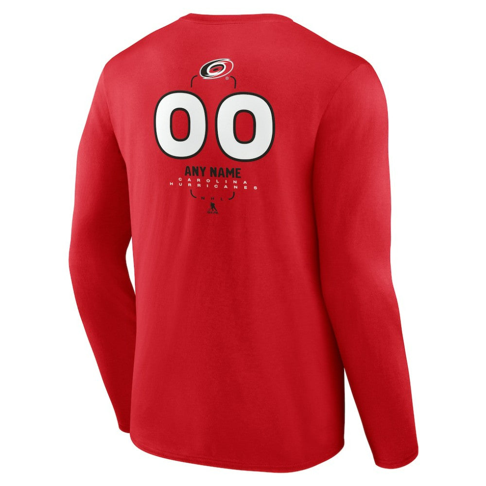 Carolina Hurricanes Personalized Name & Number Midfielder Long Sleeve T-Shirt - Red - NHL