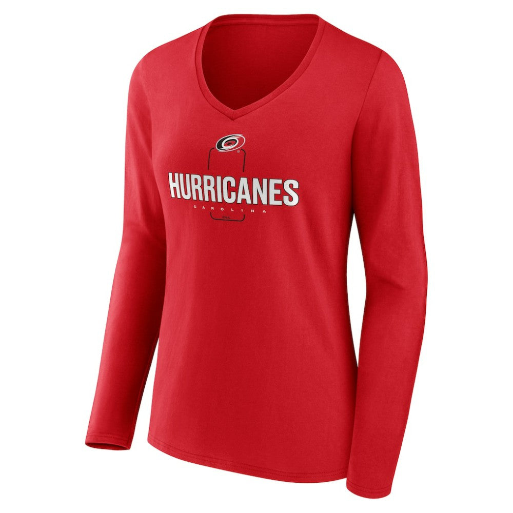 Carolina Hurricanes Women's Personalized Name & Number Midfielder Long Sleeve V-Neck T-Shirt - Red - NHL