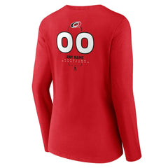 Carolina Hurricanes Women's Personalized Name & Number Midfielder Long Sleeve V-Neck T-Shirt - Red - NHL