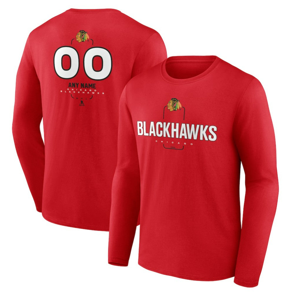 Chicago Blackhawks Personalized Name & Number Midfielder Long Sleeve T-Shirt - Red - NHL