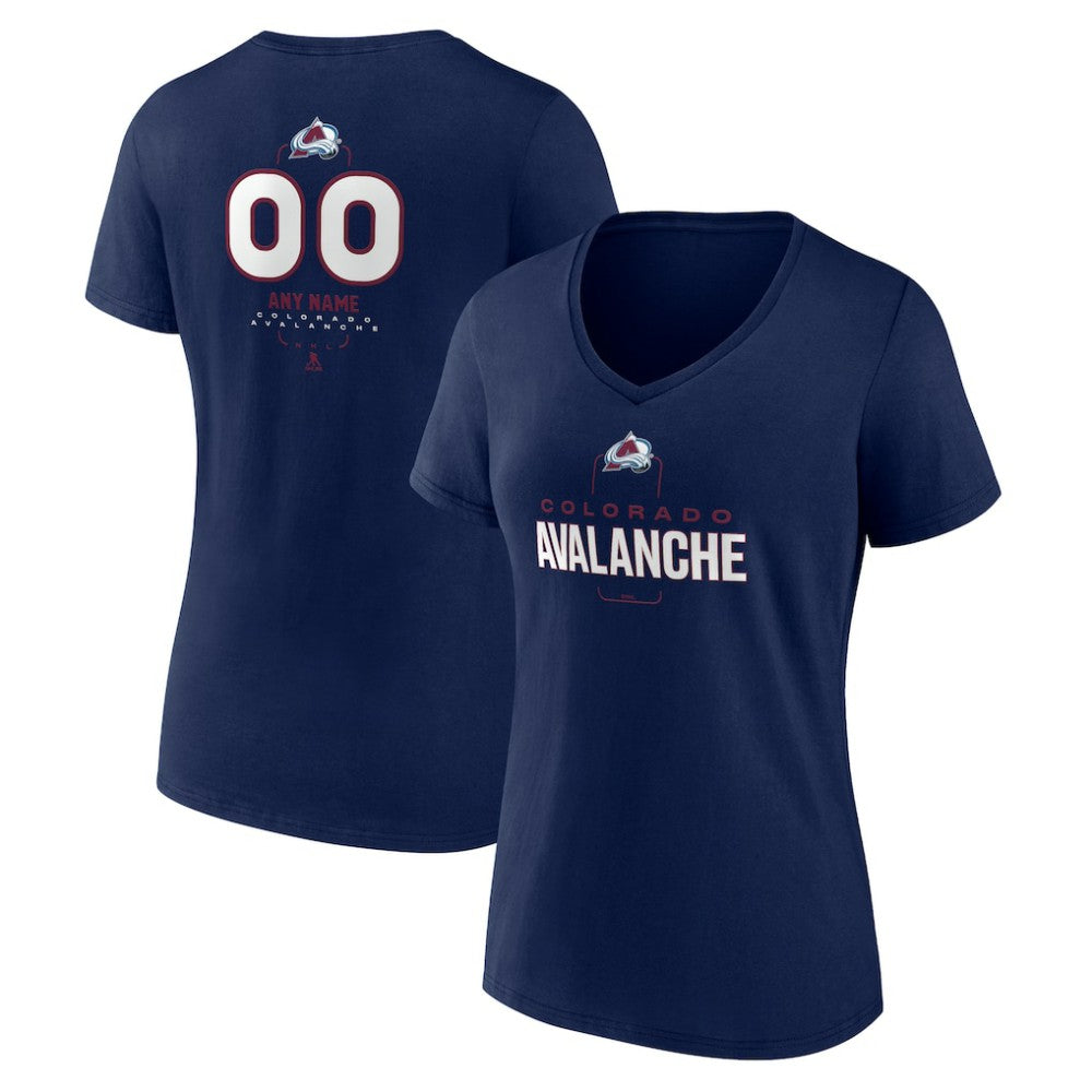 Colorado Avalanche Women's Personalized Name & Number Midfielder V-Neck T-Shirt - Navy - NHL