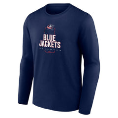 Columbus Blue Jackets Personalized Name & Number Midfielder Long Sleeve T-Shirt - Navy - NHL